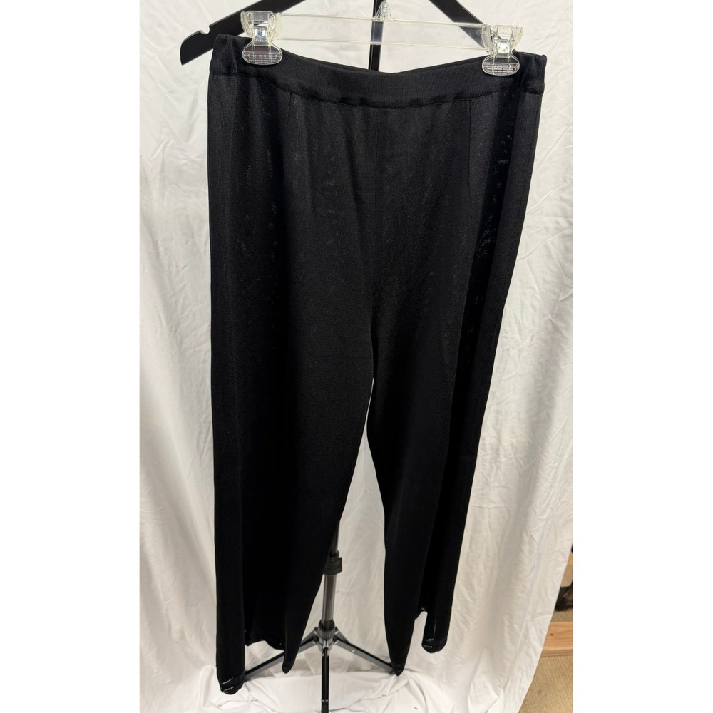 Exclusively Misook $278 NWOT Women's XL Black‎ Scalloped Hem Knit Pull On Pants